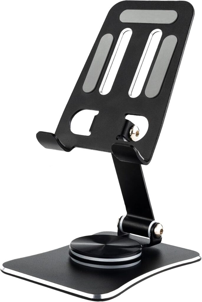 Handyständer aus Aluminium, 360° drehbar & faltbar, Schwarz